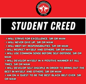 student creed family karate academy